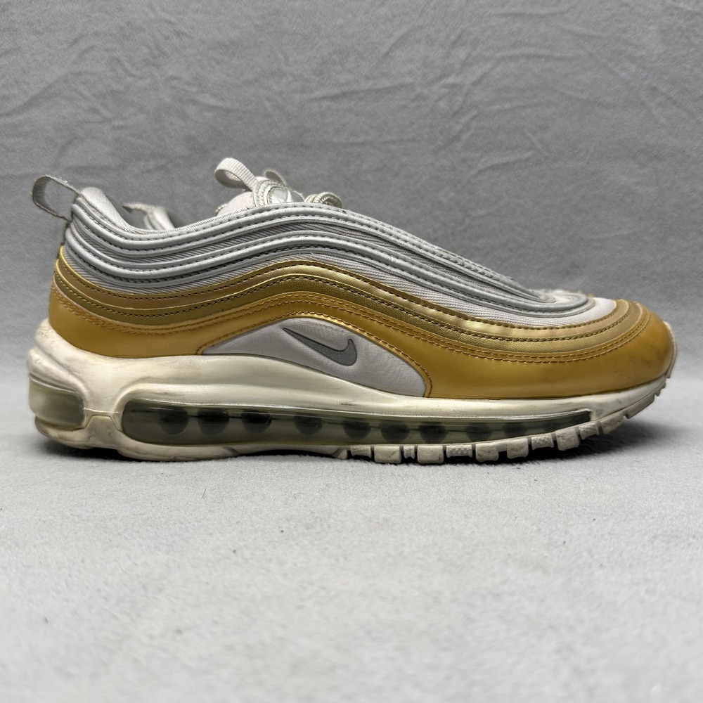 Nike Air Max 97 Shoes Womens Size‎ 8 Gold Silver Running Sneakers AQ4137-001